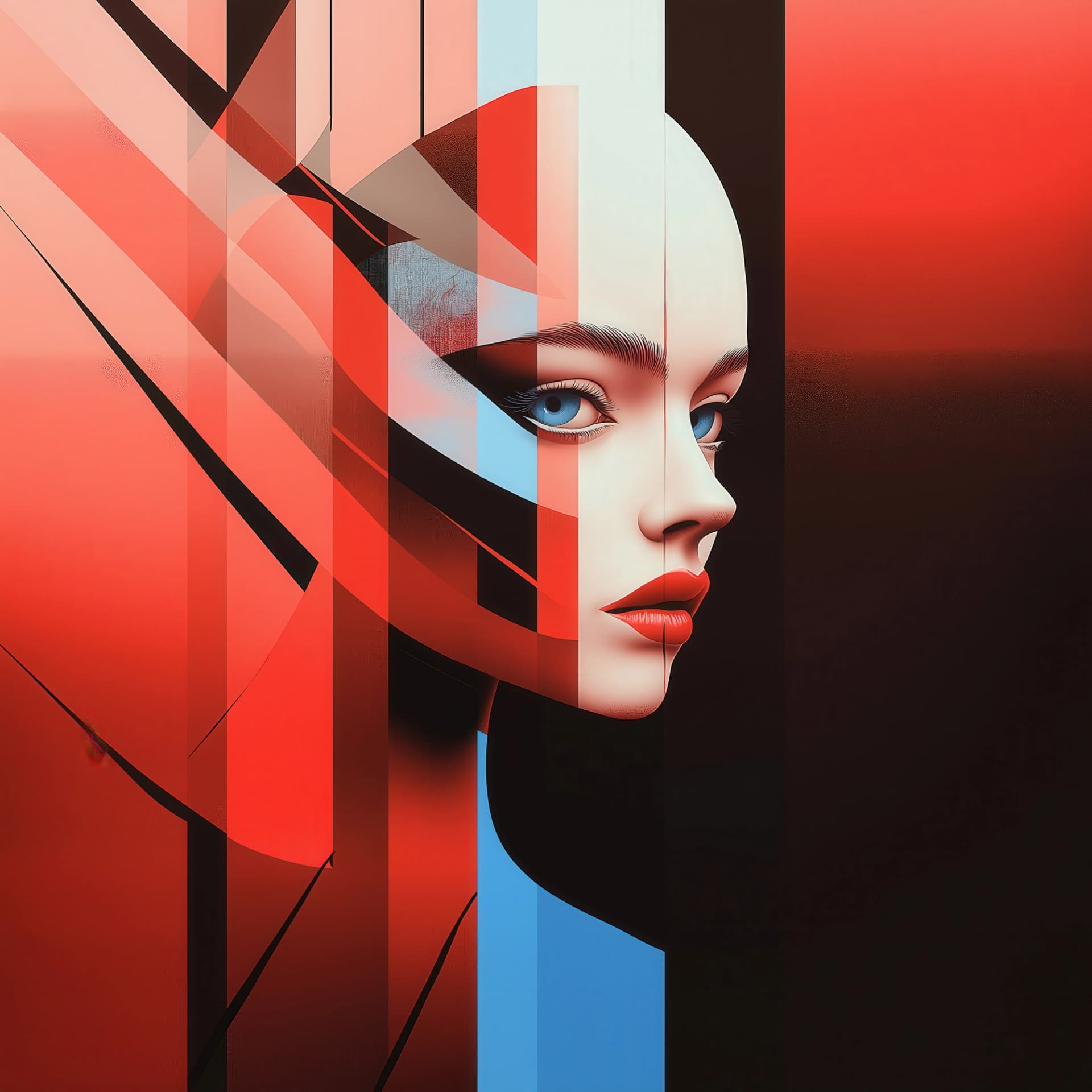 פנים בקווים מופשטים