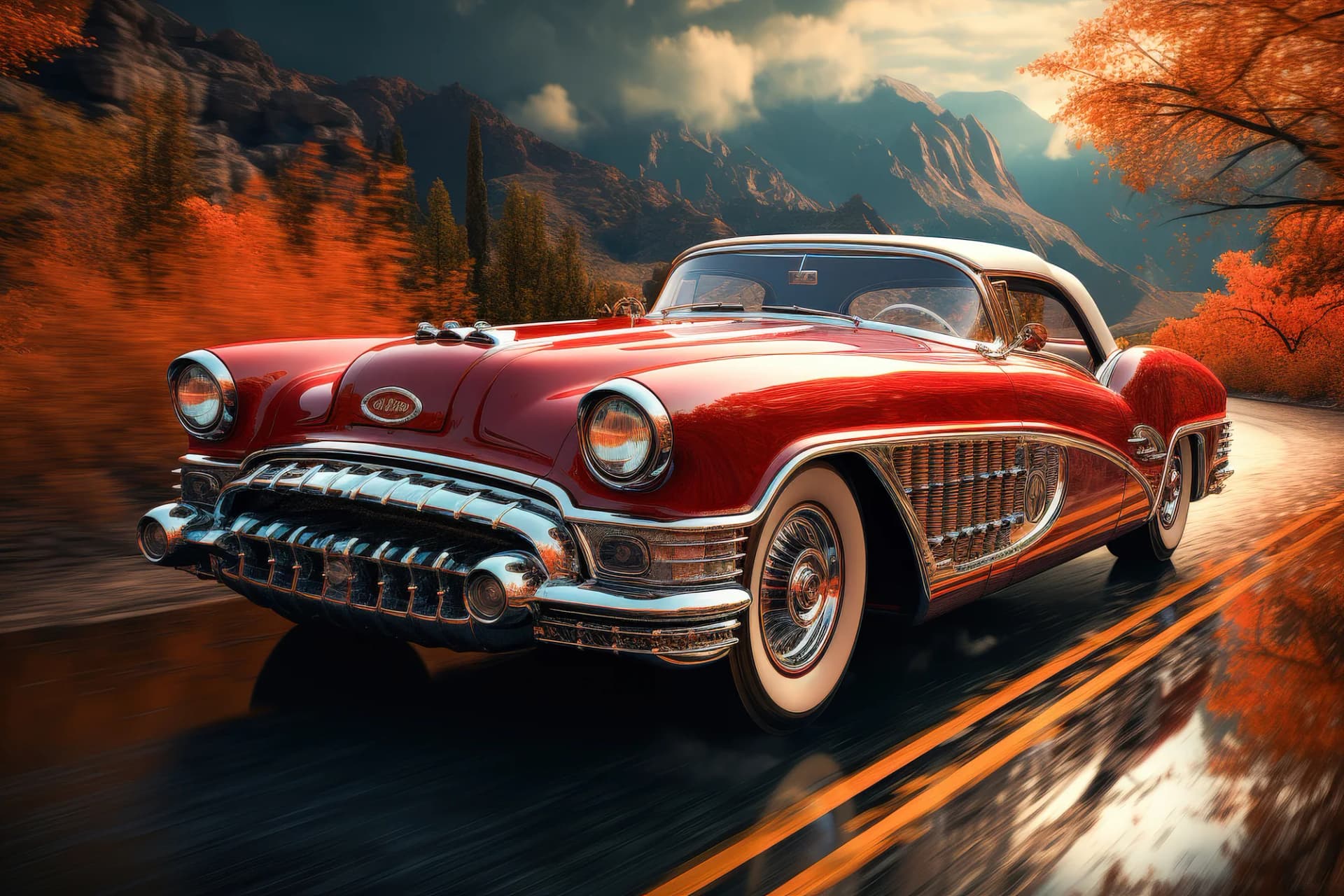 רכב קלאסי באדום