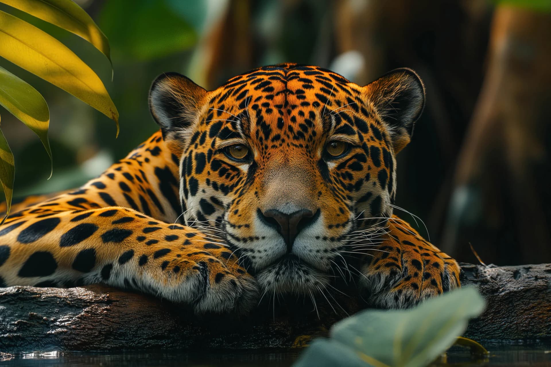 טיגריס מאחור על עץ